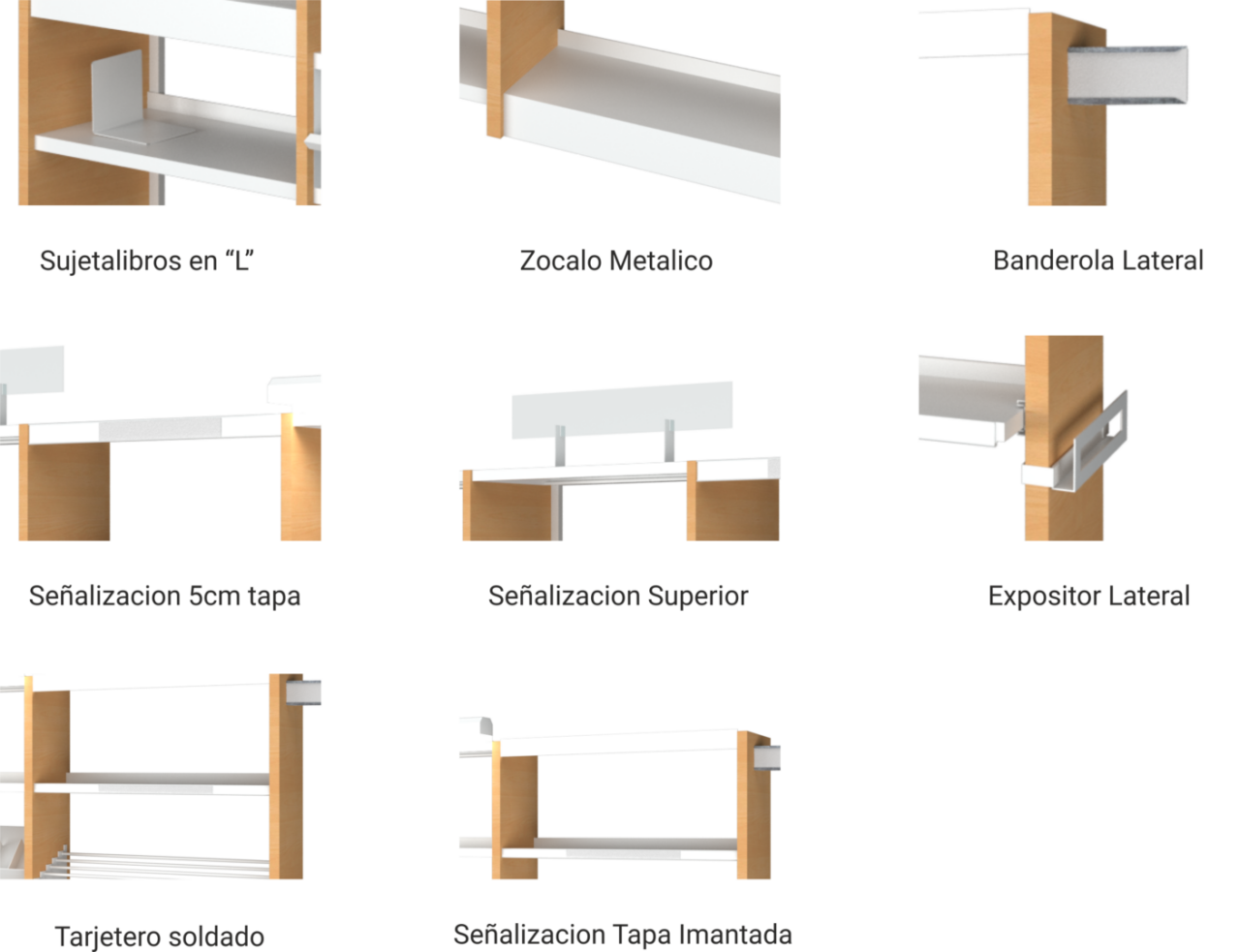 Modular curved metal shelving