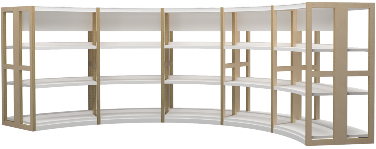 Mixed curved modular shelving