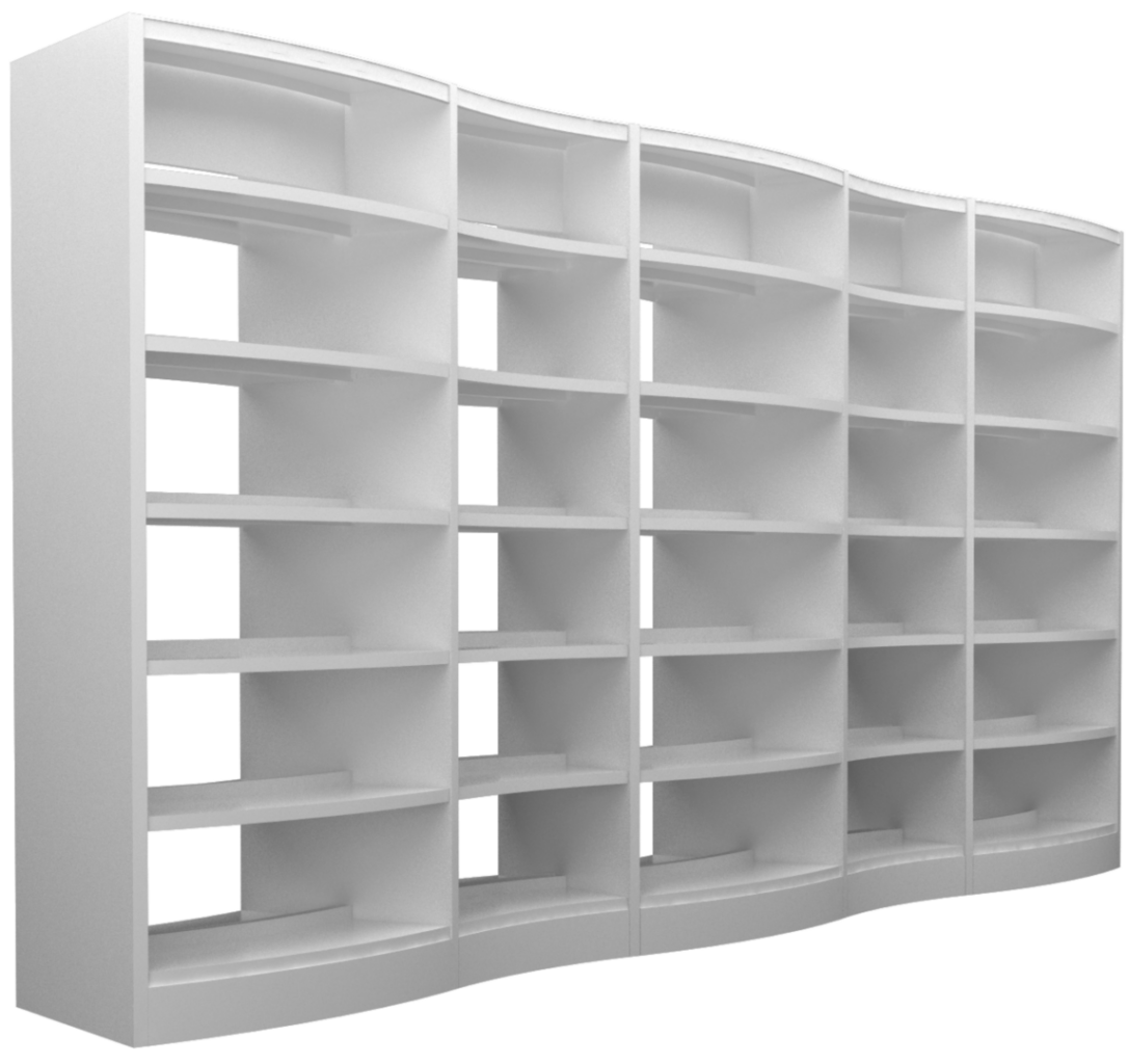 Modular curved metal shelving