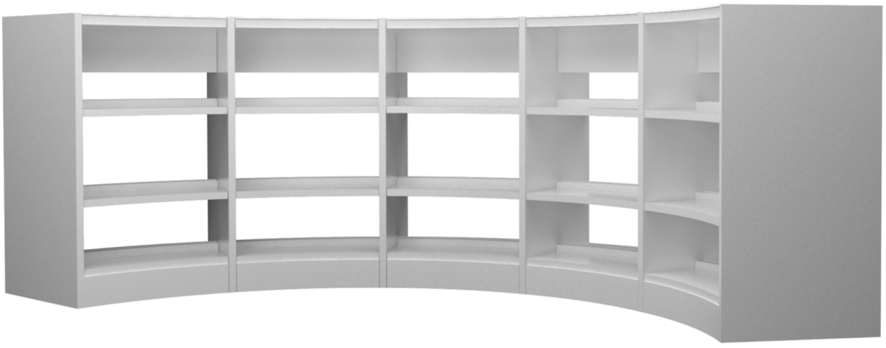 Modular curved metal shelving